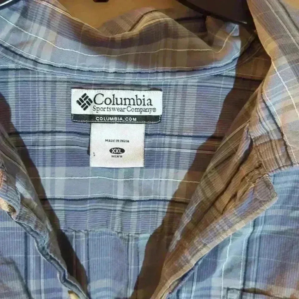 Columbia button up short sleeve, XXL, blue and white - Picture 3 of 6